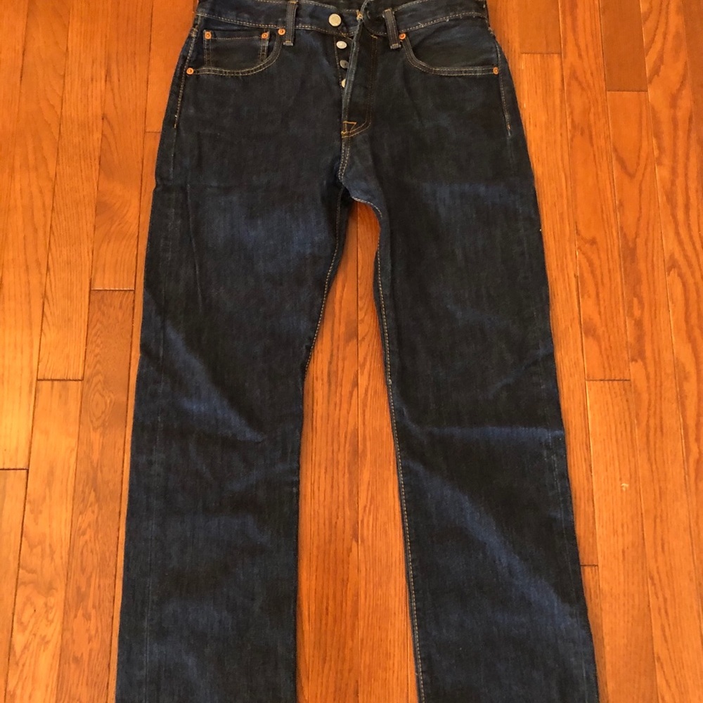 Levi's 501 Button Fly Women's Straight Leg Jeans - Dark Blue